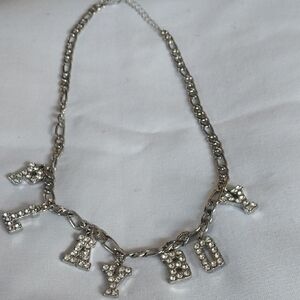 Silver Crystal Playboy Letter Necklace